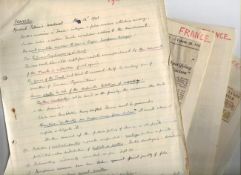 WWII – Fascists – Captain A H M Ramsay M P – 18B original hand written notes on Anti-Jewish