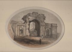 India – Indian Mutiny – Lucknow Residency litho print showing the destroyed Baillie Guard Gate to