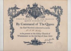 Royalty – Elizabeth II – Coronation decorative invitation card to the Queen Coronation in 1953