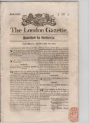 American War 1812 – London Gazette – Capture of the USS ‘President’ edition of the London Gazette