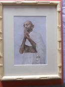 Iconic Photograph signed by Gandhi in Hindi – a half tone photographic print showing him with his