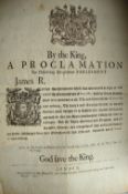 James II ‘Loyal Parliament’ printed proclamation on a single leaf of paper dated July 2nd 1687^