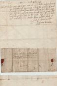 Postal history manuscript letter of Lady Eleanor Hardres dated 1671 concerning money due to her^
