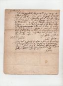 English Civil War – Maritime – HMS Sovereign rare ms letter dated July 22nd 1643 addressed to the