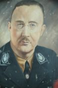 WWII – Heinrich Himmler – original art an official portrait in oils on canvas of Himmler at a