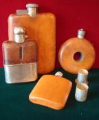 Great Collection of Drinking Flasks: To consist of a unusual Round Flask with pull out tot beakers