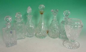 Selection of 6 Cut Glass Decanters: To include 3 brandy decanters and 3 others. Together with a