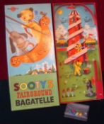 Chad Valley Sooty`s Fairground Bagatelle: Housed within its own box with lid having a highly