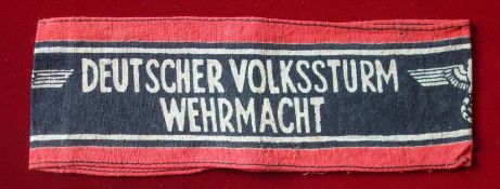 WW2 German DEUTSCHER VOLKSSTURM WEHRMACHT" People`s Army Armband: Nice looking printed " DEUTSCHER