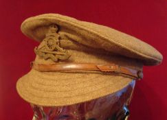 WW1 Military Cap Originally Badged to the Royal Artillery: With Stitched Peak and thin leather strap