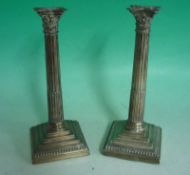 2 Victorian column design hallmarked silver candle sticks: one hallmarked London 1892 with the other