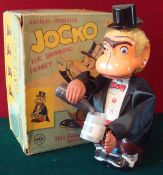 Vintage Jocko the Drinking Monkey Toy: Linemar Toys 1950s Japan tinplate His eyes light up and his