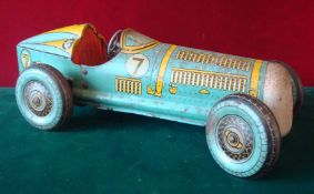 Mettoy (UK) " Giant" tinplate clockwork Racing Car: Impressive large scale example, 38cm long,