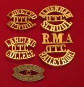 Selection of OTC Shoulder Titles: To consist of Loretto School, Aldenham School, Tiffin C School,