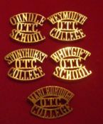 Selection of OTC Shoulder Titles: To consist of Whitgift School, Oundle School, Stonyhurst