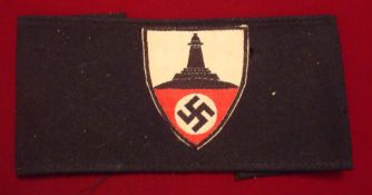 WWII German War Veteran Shield Black Wool Armband: Black Wool Felt Armband with separately applied