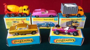 Matchbox Superfast Boxed Cars: To include Numbers 5 Lotus Europa, 19 Lotus Racing Car, 21 Foden
