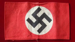WW2 German NSDAP Armband with Over Print: Good looking cotton NSDAP Armband being printed