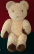 1960s Tinkerbelle Large Teddy Bear: Made in England with movable joints and hard stew construction