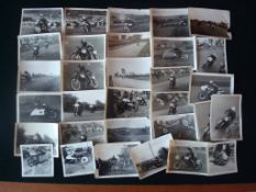 1949/50 Candid Black & White Isle of Man TT Racing Photographs: 30 in Total with captions to back