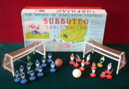 1960-61 Subbuteo Table Soccer Set: Complete with 2 Celluloid Teams Red and Blue, Goals, Balls Rules,