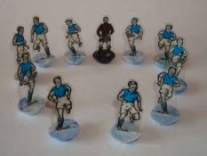 Newfooty Celluloid Team: Blue Shirts with White Sleeves and White Shorts with Claret Goalkeeper