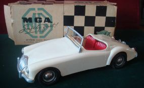 Victory Models 1/18th scale MGA Sports Car: White plastic body, Red seats, with metal fittings,