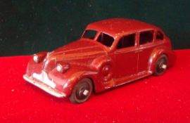 Dinky Toys 39d Buick Viceroy Saloon: Maroon, Silver Radiator and Bumpers and Black Hubs (G)