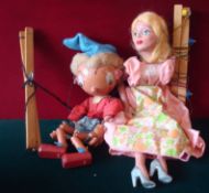 2 Un-Boxed Pelham Puppets: To include Cinderella and Noddy both in fair condition having original