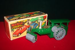 Triang Minic pre-war Tinplate Clockwork Steam Roller: Dark green, Good Plus bright example for