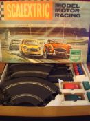 1960s Scalextric Set 45: Comprising of 2 Mini Coopers – (1) green, (2) red, complete with cross road