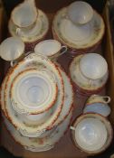 Occupied Japanese China Tea / Breakfast Set: Having Large and small plates, Cups, Milk and Sugar,