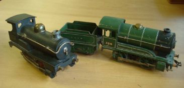 Hornby O Gauge Tin Plate Engines: 2710 Clockwork 0-4-0 Engine together with 2810 LNER Electric