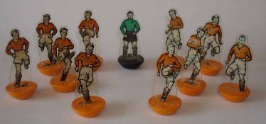 Newfooty Celluloid Team: Tangerine Shirts with White Shorts with Green Goalkeeper and Tangerine