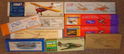 Collection of Balsa Wood Powered by Rubber Model Airplanes: To include Ikara Bulldog, Wingleader