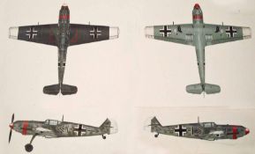 Original Watercolour Airfix Artwork by J Sturgess: He was painting Aircraft of the Aces Box Tops for