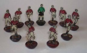 Newfooty Celluloid Team: Maroon Shirts with White Shorts with Green Goalkeeper and Maroon bases