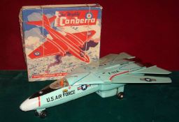 Battery Operated Jet and The Mighty Canberra: Made by TN Toys Japan (missing Tail Fin) together with