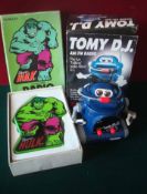 Two AM/FM Character Radios: To include Domico The Incredible Hulk Radio and Tomy D.J. Fun talking