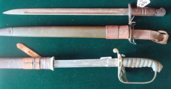 WW1 Winchester Bayonet: Dated 1917 with the W mark complete with Scabbard and frog together with