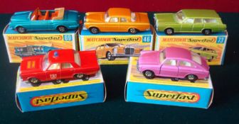 Matchbox Superfast Boxed Cars: To include Numbers 46 Mercedes 300SE, 59 Fire Chief Car, 67