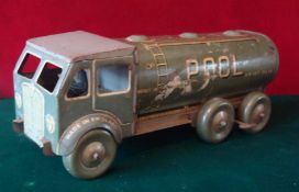 Mettoy tinplate clockwork " Pool" Petrol Tanker: Scarce example in grey, with tin printed detail,