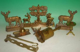 Collection of mixed Victorian Brass: To include; a Spit, large good quality door stop with central