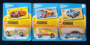 1971 Corgi Juniors Whizzwheels Carded Diecast Cars: To include numbers 63 Ford Escort Monte Carlo