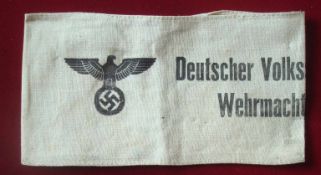 WW2 German DEUTSCHER VOLKSSTURM WEHRMACHT" People`s Army Armband: Nice looking printed " DEUTSCHER