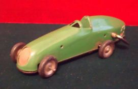 Triang Minic Tinplate Clockwork Racing Cars: Pre-War open top Green Car in working order with Key