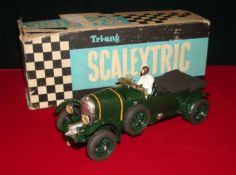 Scalextric No.C64 Bentley: Dark green with driver figure, racing number missing overall condition is