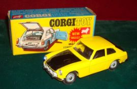 Corgi Toys New MGC GT Car: Yellow with Black Bonnet near mint condition in original box