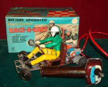 Marx Toys Race-a-Kart: Battery Operated Tin Plate Remote Control Go Cart with Driver in working