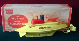 Sutcliffe Models Sea Wolf Atomic Submarine: Tinplate clockwork model in working order, with key